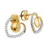 10K Yellow Gold Round Diamond Heart Screwback Earrings 1/4 Cttw