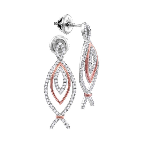  Rose Gold Round Diamond Oval Screwback Earrings
