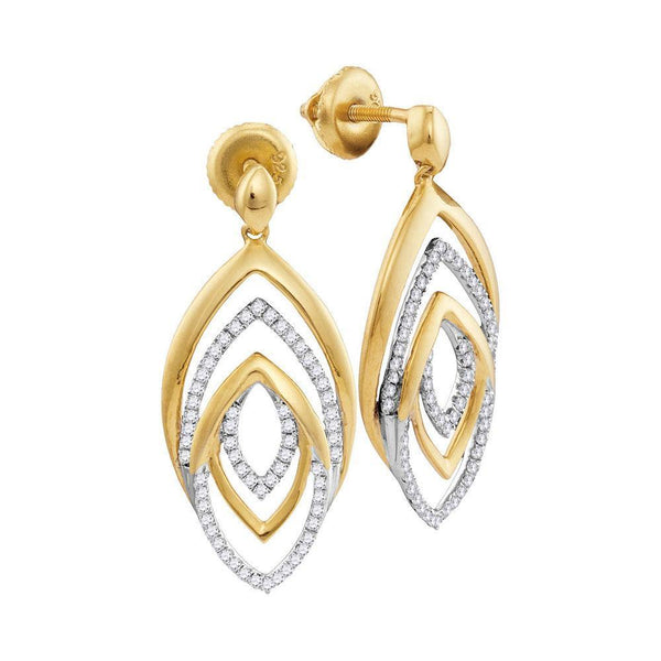 10K Yellow Gold Round Diamond Dangle Earrings 1/3 Cttw - Gold Americas