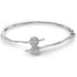 14K White Gold Princess Diamond Double Cluster Bangle Bracelet 3/4 Cttw