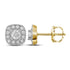 14K Yellow Gold Round Diamond Solitaire Square Frame Earrings 3/8 Cttw