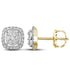14K Yellow Gold Round Diamond Flower Cluster Square Frame Earrings 3/8 Cttw - Gold Americas