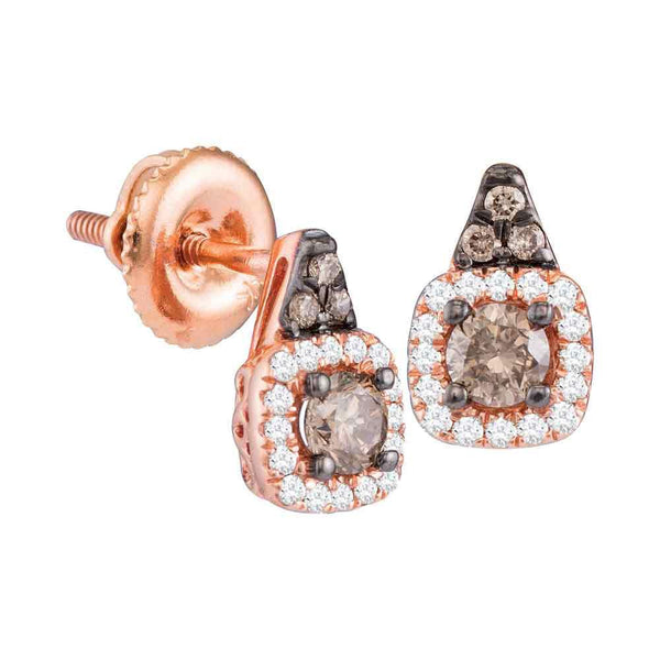 Gold Round Cognac-brown Color Enhanced Diamond