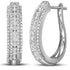 14K White Gold Round Diamond Oblong Hoop Earrings 1-1/5 Cttw - Gold Americas