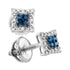 Sterling Silver Round Blue Color Enhanced Diamond Square Cluster Screwback Earrings 1/10 Cttw - Gold Americas