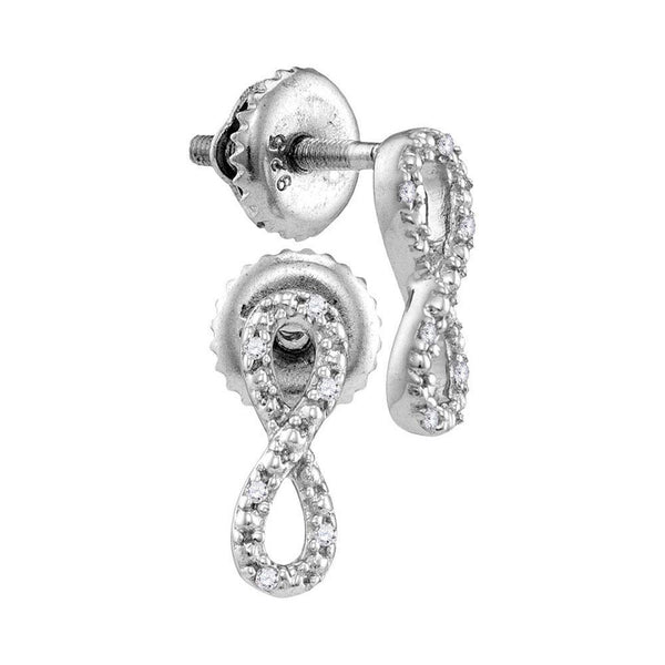 Sterling Silver Round Diamond Vertical Infinity Screwback Earrings 1/20 Cttw - Gold Americas