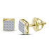 14K Yellow Gold Princess Diamond Square Cluster Stud Earrings 3/8 Cttw - Gold Americas