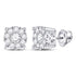 14K White Gold Round Diamond Cluster Stud Earrings 1.00 Cttw - Gold Americas