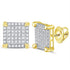 10K Yellow Gold Mens Round Diamond Square Cluster Stud Earrings 1/4 Cttw - Gold Americas