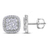10K White Gold Round Diamond Framed Square Cluster Earrings 1.00 Cttw - Gold Americas