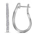 10K White Gold Round Diamond Inside-Outside Oblong Hoop Earrings 1/2 Cttw - Gold Americas
