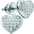 10K White Gold Round Diamond Heart Cluster Stud Earrings 1/20 Cttw - Gold Americas