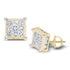 14K Yellow Gold Princess Diamond Cluster Stud Earrings 7/8 Cttw - Gold Americas