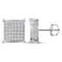 10K White Gold Round Diamond Square Cluster Stud Earrings 1-1/2 Cttw - Gold Americas