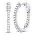 10K White Gold Round Diamond Inside Outside Hoop Earrings 1.00 Cttw - Gold Americas