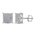 10K White Gold Round Diamond Square Cluster Stud Earrings 3/4 Cttw - Gold Americas