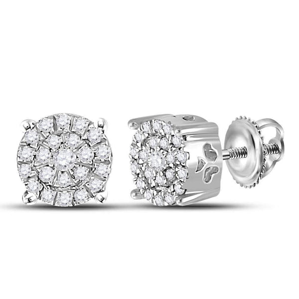 10K White Gold Round Diamond Cindys Dream Cluster Earrings 1/8 Cttw - Gold Americas