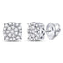 10K White Gold Round Diamond Concentric Circle Cluster Earrings 1/4 Cttw - Gold Americas