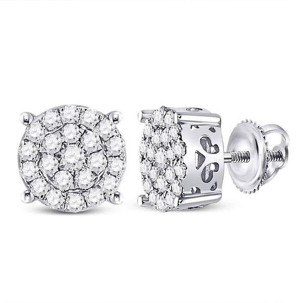 10K White Gold Round Diamond Cindy's Dream Cluster Earrings 3/4 Cttw - Gold Americas