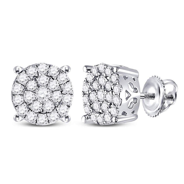 10K White Gold Round Diamond Cindy's Dream Cluster Earrings 1.00 Cttw - Gold Americas
