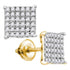 10K Yellow Gold Round Diamond Square Cluster Stud Earrings 3/4 Cttw - Gold Americas