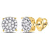 10K Yellow Gold Round Diamond Concentric Circle Cluster Earrings 1/4 Cttw - Gold Americas