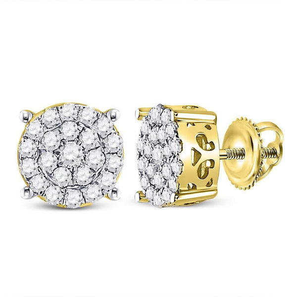 10K Yellow Gold Round Diamond Cindy's Dream Cluster Earrings 1/2 Cttw - Gold Americas