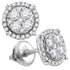 10K White Gold Round Diamond Circle Cluster Earrings 3/4 Cttw - Gold Americas
