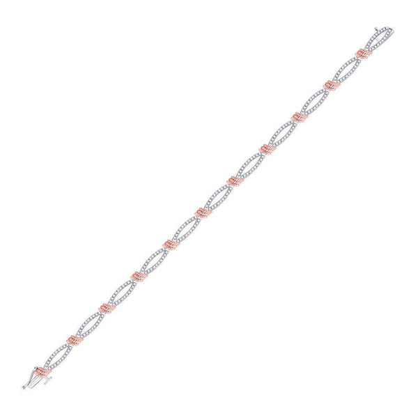 10K White Gold Diamond Rose-tone Rope Bracelet 1.00 Cttw - Gold Americas