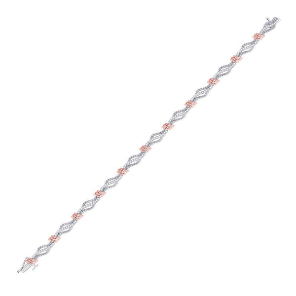 10K White Gold Diamond Rose-tone Rope Bracelet 1/2 Cttw - Gold Americas