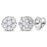 14K White Gold Round Diamond Flower Cluster Earrings 1/4 Cttw - Gold Americas