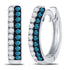 10K White Gold Round Blue Color Enhanced Diamond Huggie Earrings 1/5 Cttw - Gold Americas