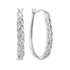 10K White Gold Round Diamond Oblong Hoop Earrings 1/5 Cttw - Gold Americas