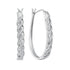 10K White Gold Round Diamond Oblong Hoop Earrings 1/5 Cttw - Gold Americas