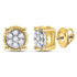 10K Yellow Gold Round Diamond Flower Cluster Milgrain Stud Earrings 1/10 Cttw - Gold Americas