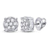 10K White Gold Round Diamond Flower Cluster Stud Earrings 1/6 Cttw - Gold Americas