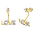 10K Yellow Gold Round Diamond Love Stud Jacket Earrings 1/10 Cttw