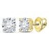10K Yellow Gold Round Diamond Solitaire Stud Earrings 1/3 Cttw