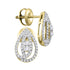 10K Yellow Gold Round Diamond 2-stone Teardrop Stud Earrings 1/4 Cttw