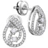 10K White Gold Round Diamond 2-stone Teardrop Screwback Earrings 1/4 Cttw