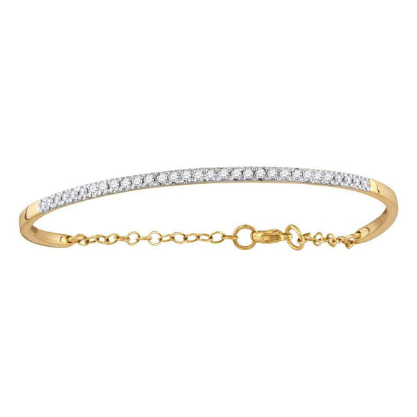 10K Yellow Gold Diamond Promise Bangle Bracelet 1/2 Cttw