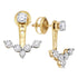 10K Yellow Gold Round Diamond Earring Jacket Studs 5/8 Cttw