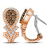 10K Rose Gold Round Cognac-brown Color Enhanced Diamond Cluster Hoop Earrings 1.00 Cttw - Gold Americas