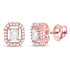 14K Rose Gold Emerald Diamond Octagon Frame Stud Earrings 1/2 Cttw
