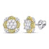 14K White Gold Round Yellow Diamond Flower Cluster Earrings 5/8 Cttw - Gold Americas