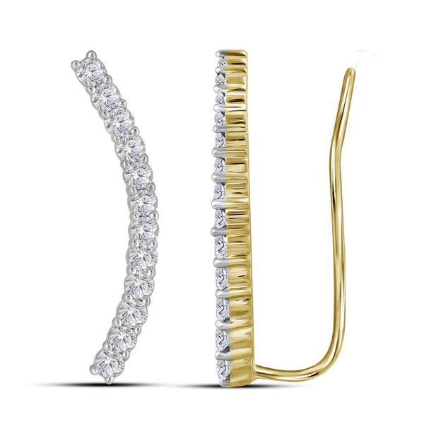 10K Yellow Gold Round Diamond Climber Earrings 3/4 Cttw - Gold Americas