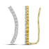 14K Yellow Gold Round Diamond Curved Contour Climber Earrings 1.00 Cttw - Gold Americas