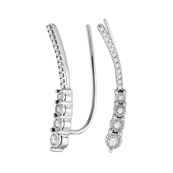 Sterling Silver Round Diamond Climber Earrings 1/4 Cttw - Gold Americas
