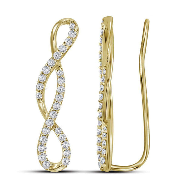 10K Yellow Gold Round Diamond Climber Earrings 1/2 Cttw - Gold Americas