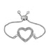 Sterling Silver Diamond Heart Bolo Bracelet 1/20 Cttw